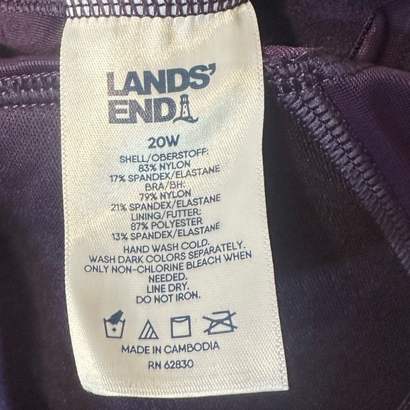 Land’s End Floral Swim Dress in Purple and Orange - Picture 6 of 6